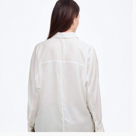 Madewell NT777 White Relaxed Dolman Button-Up Shirt NWT size xxs - Picture 4 of 10